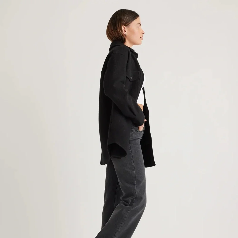 Quince NWT Merino Wool Shirt Jacket Black Multiple Sizes - Picture 6 of 16